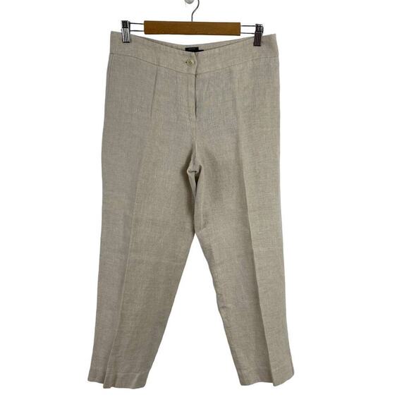 Talbots Heritage Linen Straight Leg High Waist Beige Trousers Pants SZ 6 Neutral - Picture 1 of 13